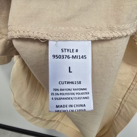 HAVE Los Angeles Beige Ruffle Front Ruched Bodycon Dress Sz L - Picture 8 of 8